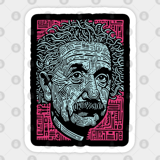 Psychedelic Einstein | Trippy Theory of Relativity Sticker by TuncGK
